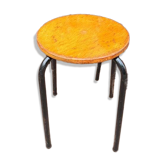 Vintage black wooden and metal stool, 1970s.
