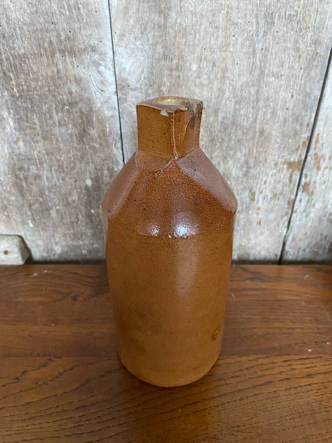 Antique Doulton Lambeth Brown Salt Stoneware Bottle Square Base 1860