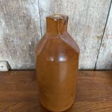 Antique Doulton Lambeth Brown Salt Stoneware Bottle Square Base 1860