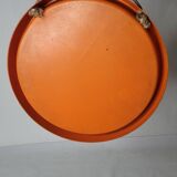 Vintage round mirror 70s / orange plastic
