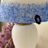 Lampe champignon vintage en pâte de verre – Bleu et blanc – Double éclairag