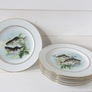 Lot 6 old fish plates, Sofafils porcelain