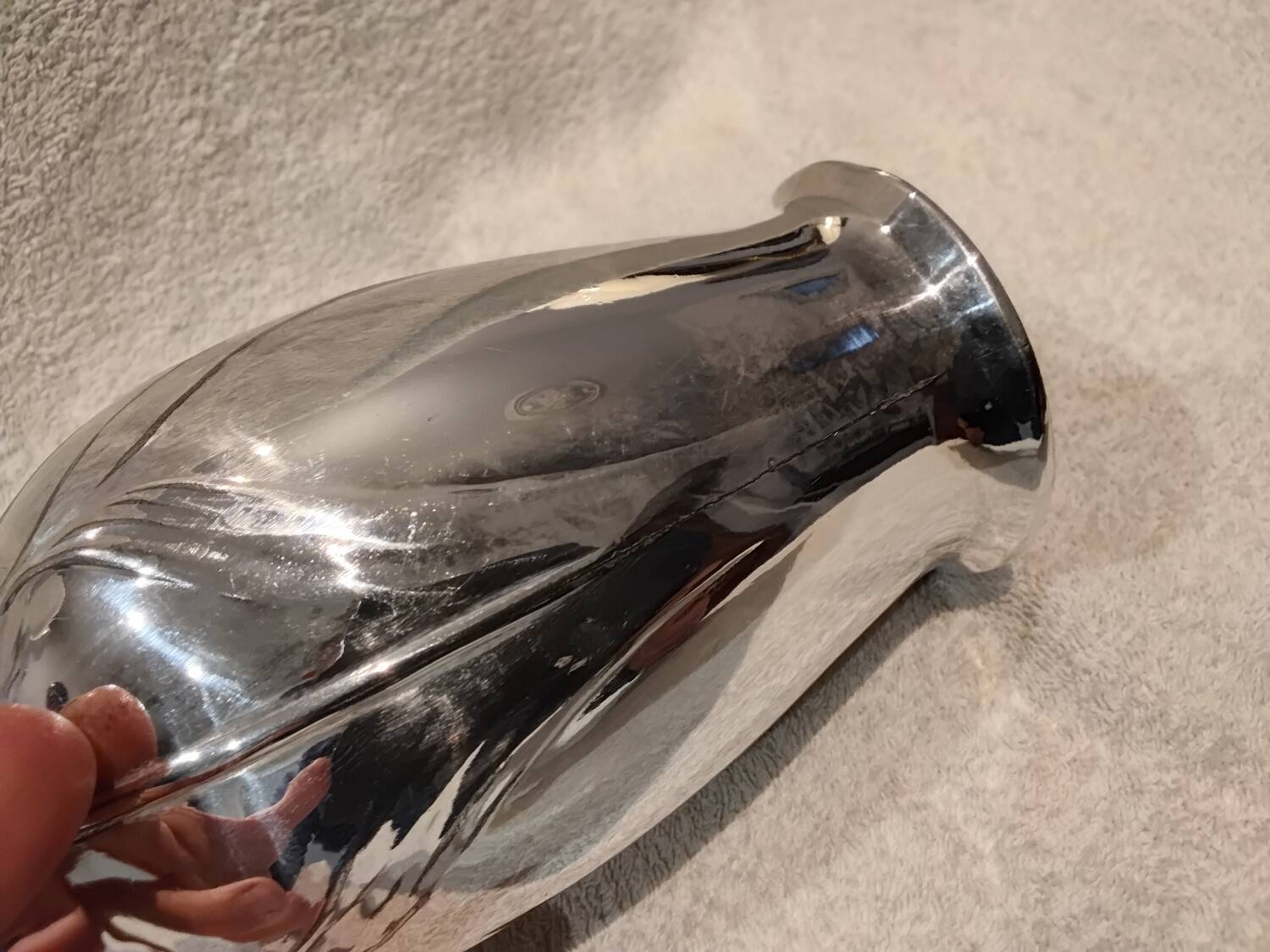 Silver metal jug in Art Nouveau style by the silversmith Gallia, height 26.2 cm.