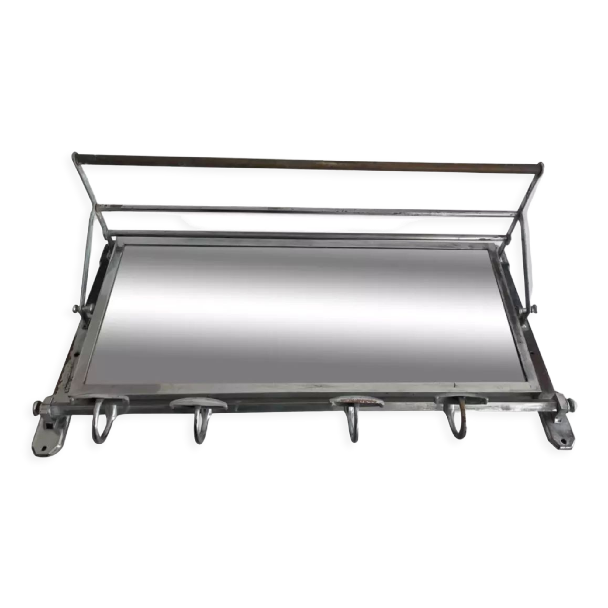 Vintage coat rack, beveled mirror and chrome, art deco