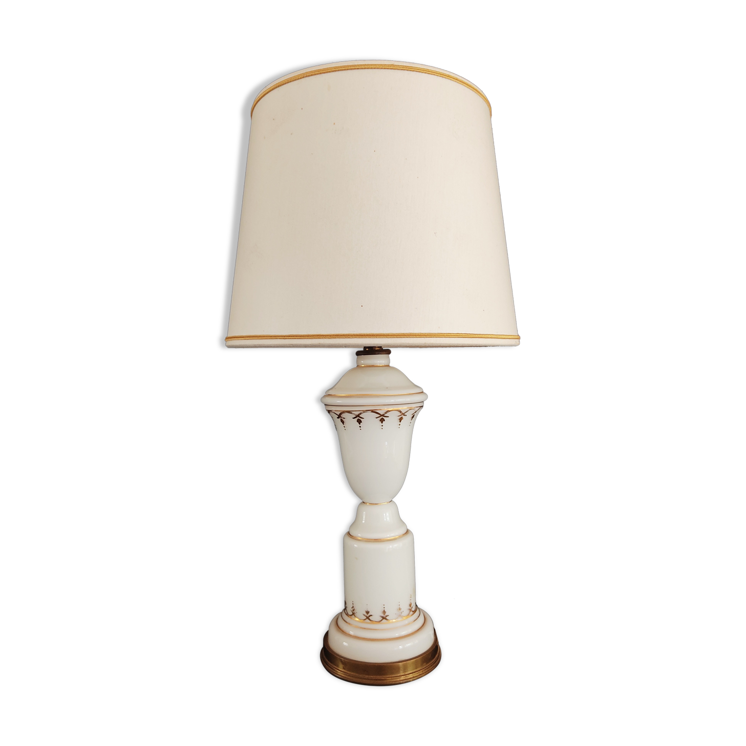 White opaline lamp gilded decoration