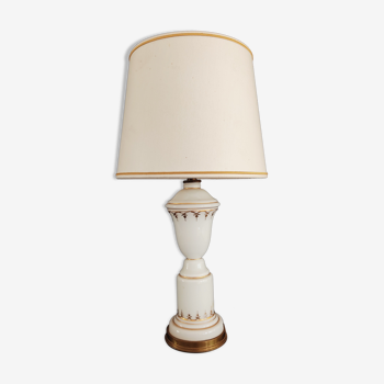 White opaline lamp gilded decoration