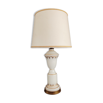 White opaline lamp gilded decoration