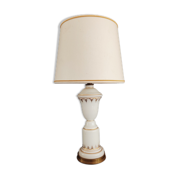 White opaline lamp gilded decoration