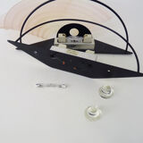 Pair of vintage italian design wall lights in metal and pink frosted glass. year 80