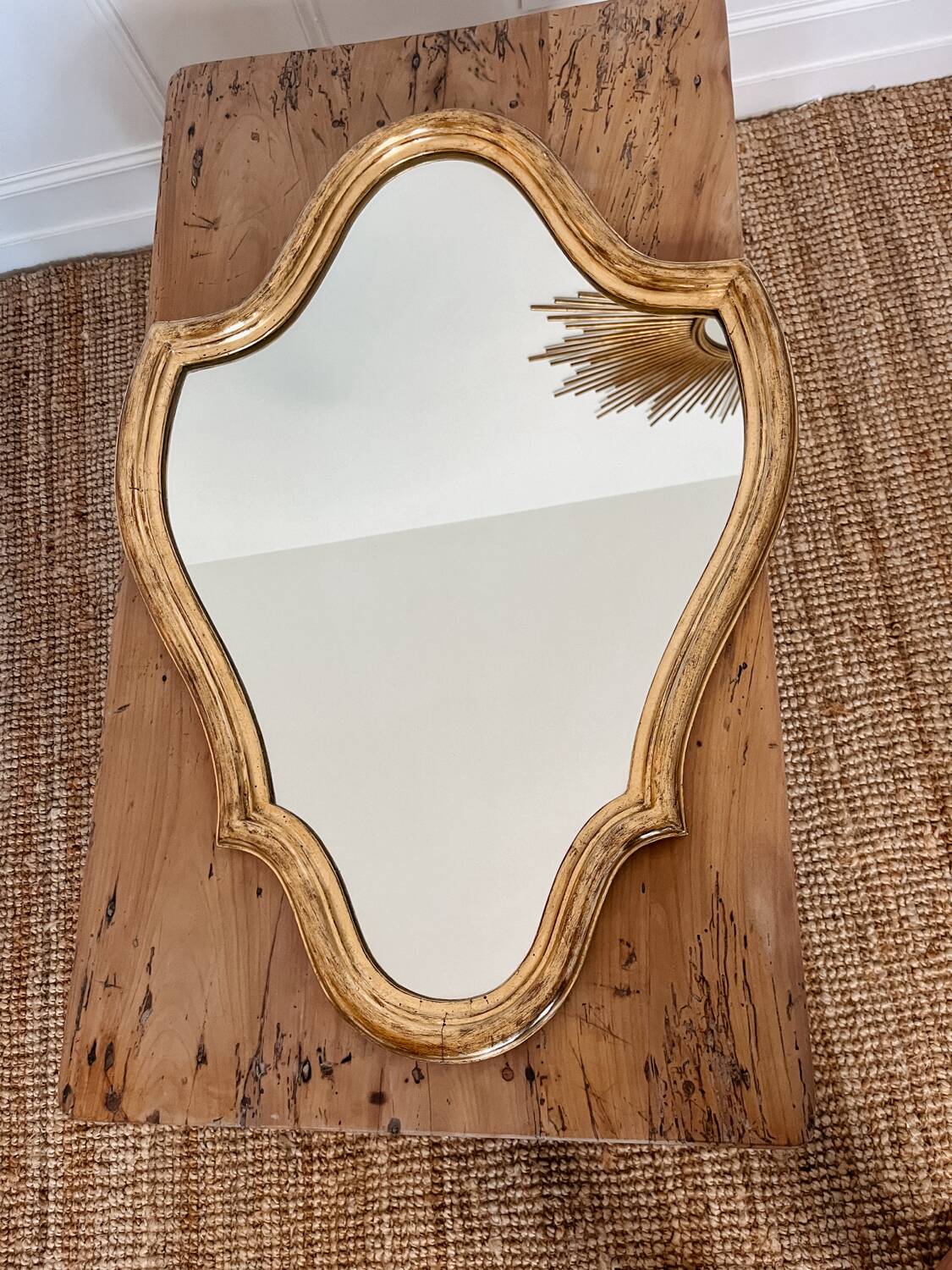 Golden wood mirror