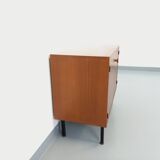 Small vintage storage unit in modernist Scandinavian style in teak from the 60s