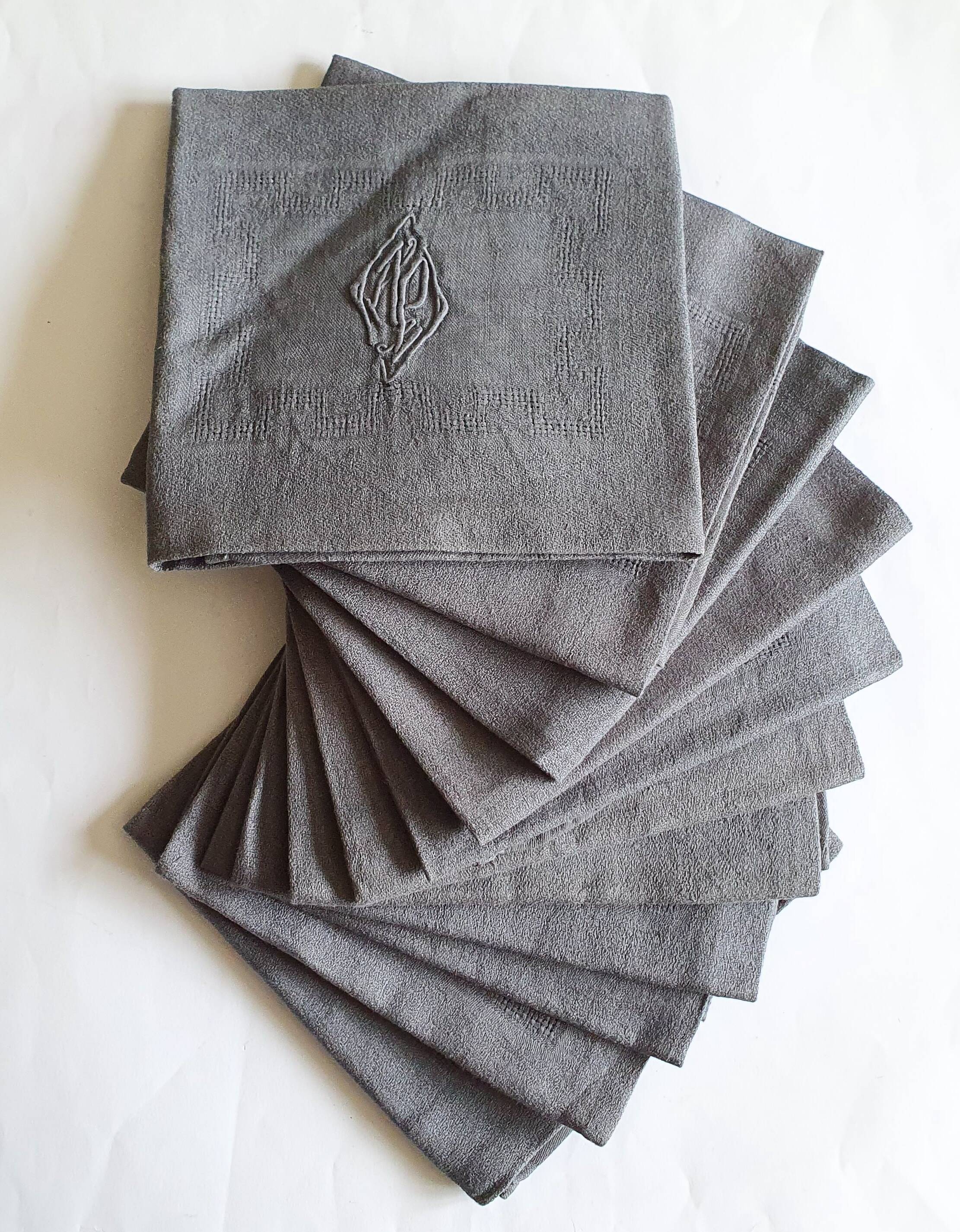 Set de 10 serviettes de table anciennes