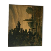 Peinture paysage huile debut XX ieme