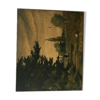 Landscape painting oil debut XX ieme
