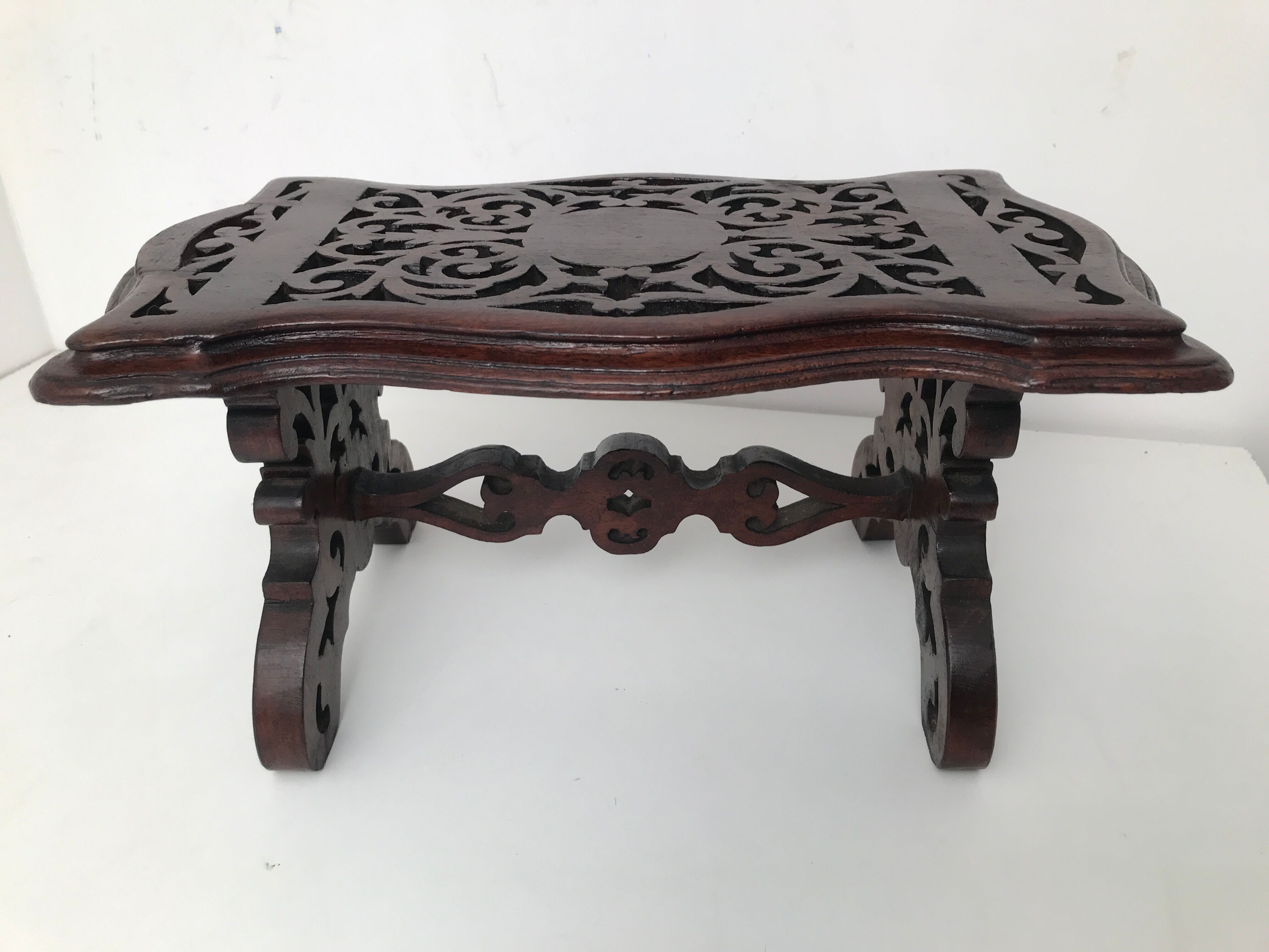 Vintage carved wooden footrest