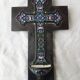 Cloisonné enamel cross holy water font