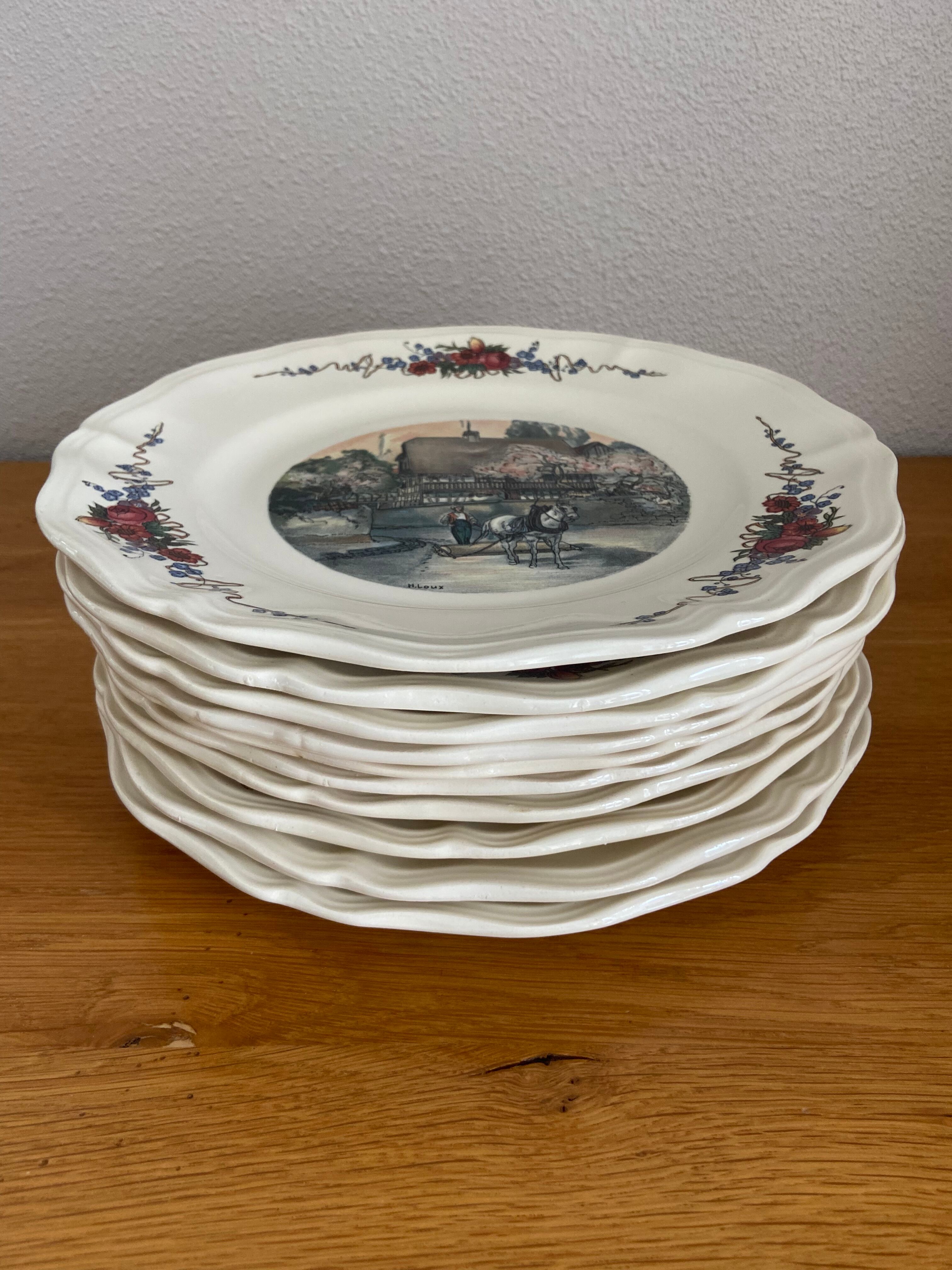 Lot service alsacien obernai sarreguemines vintage, 38 pieces