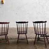 3 chaises bistrot style “menuet” Baumann années 1970 en hêtre bois ancien vintage legrand design
