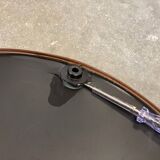 Space Age brown plastic round mirror, plastic design wall mirror