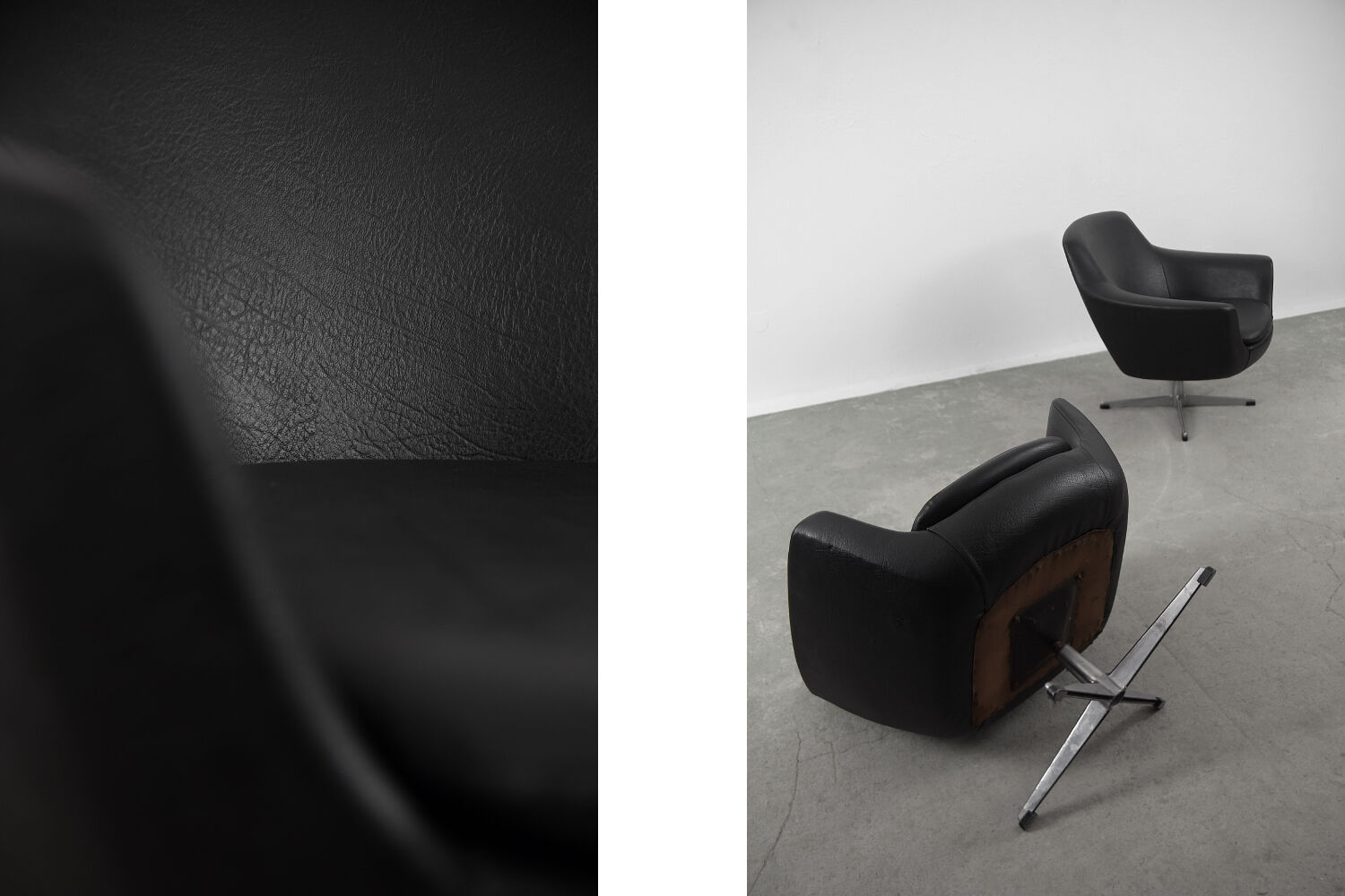 Fauteuils pivotants noirs, 1970