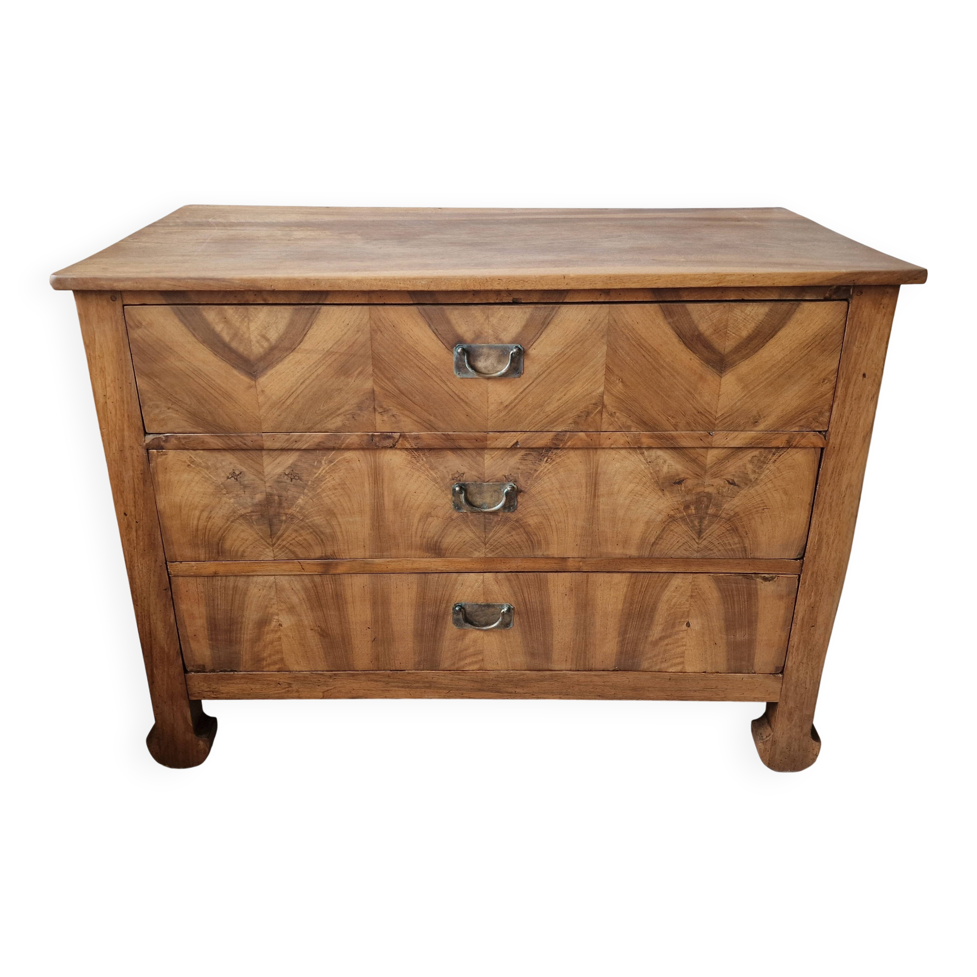 Antique brutalist walnut chest of drawers