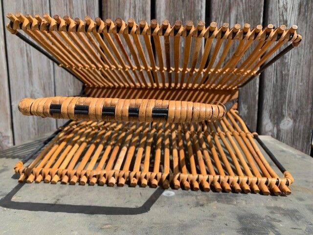 Rattan and bamboo magazine holders 60s