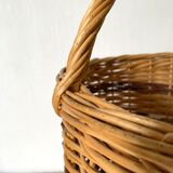 Round two-tone woven wicker basket