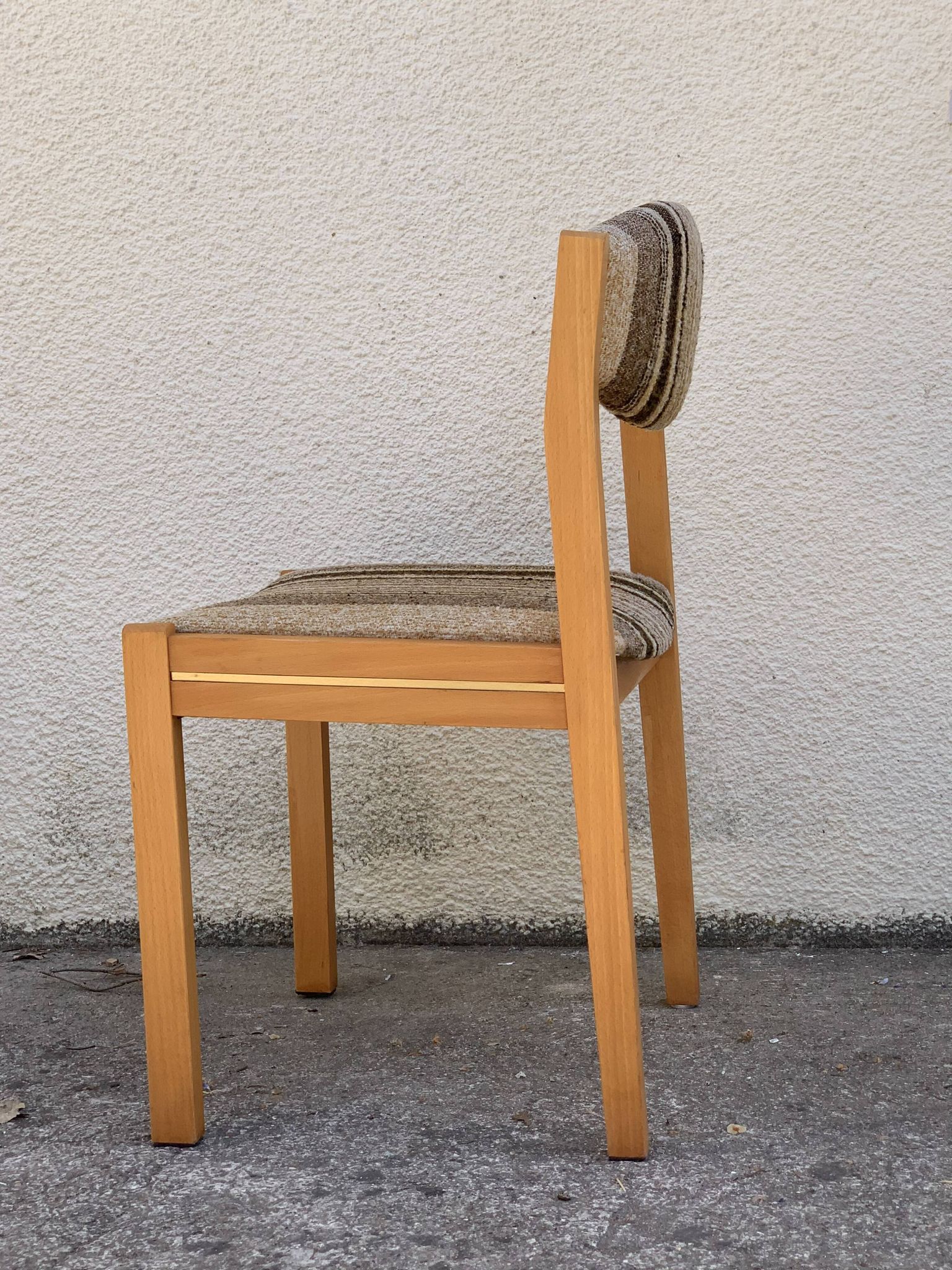 Suite de 4 chaises self hêtre laiton et laine 1960