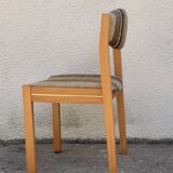 Suite of 4 chairs self beech brass and wool 1960