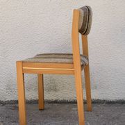 Suite de 4 chaises self hêtre laiton et laine 1960