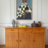 Wood and rattan sideboard