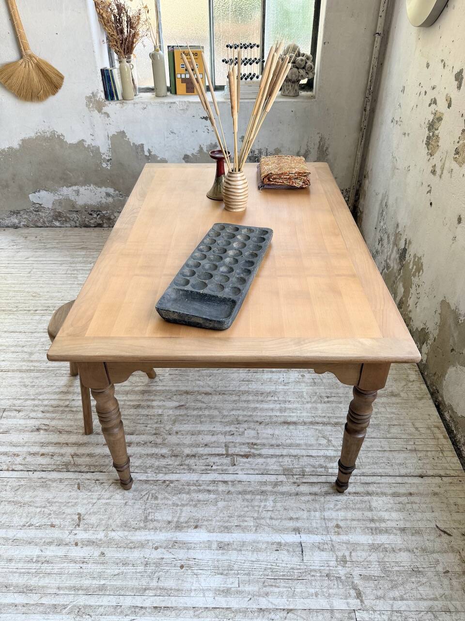 Table de ferme noyer à rallonges 150-250cm