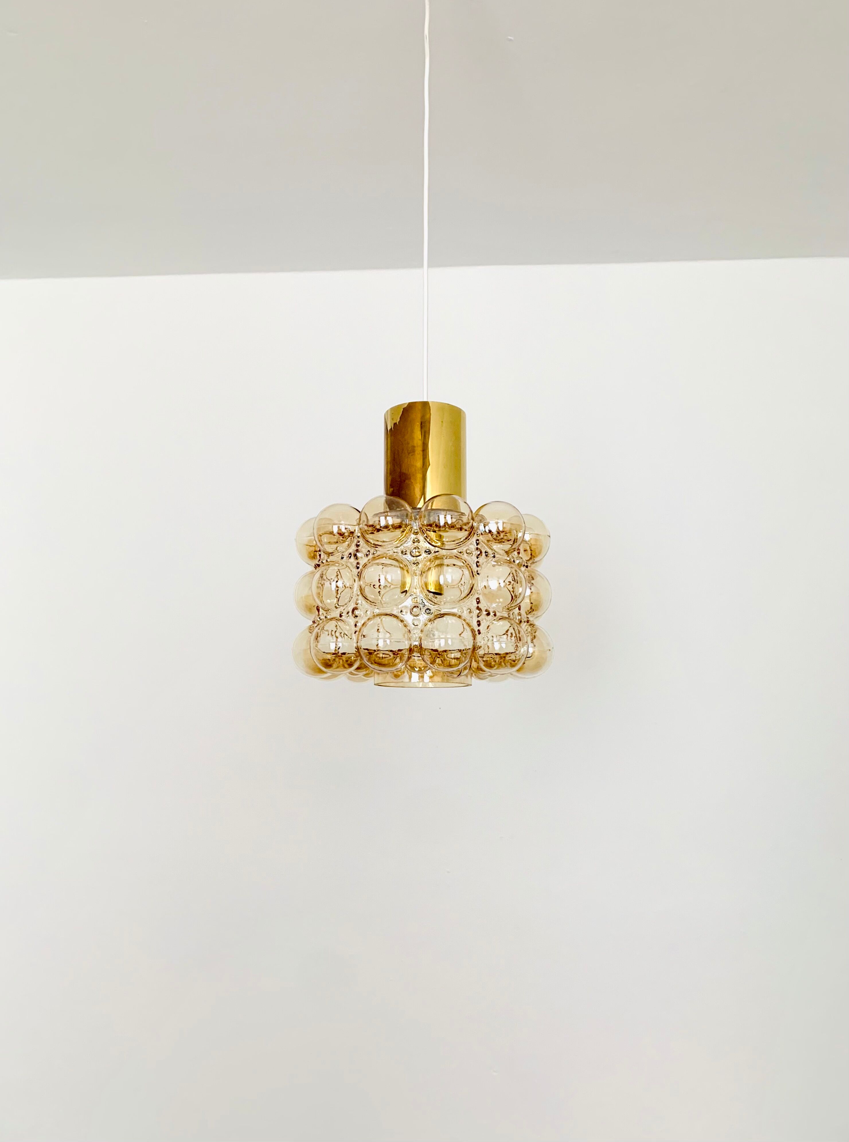 1 of 2 Large Bubble Glass Pendant Lamps by Helena Tynell for Glashütte Limb