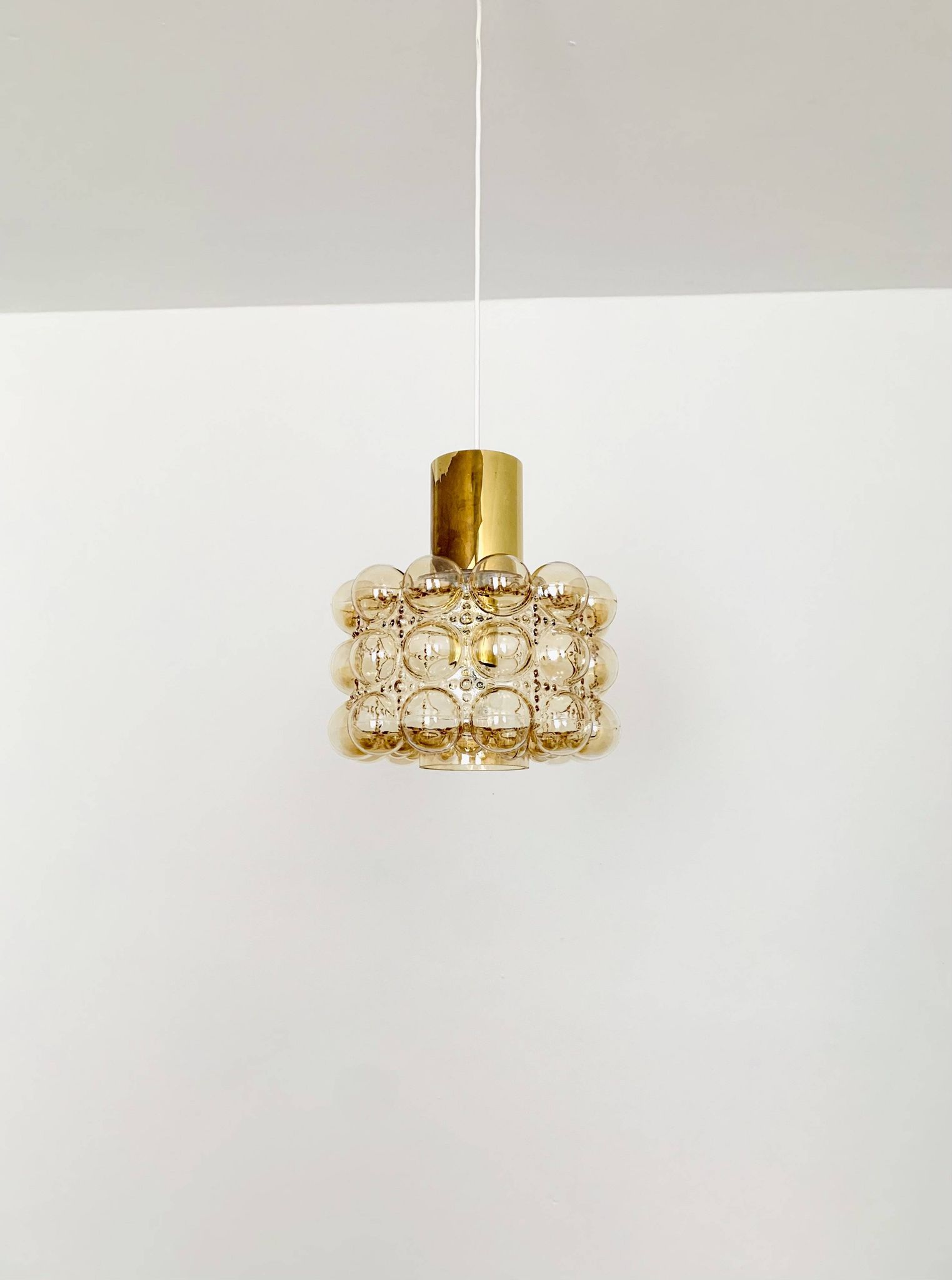 1 of 2 Large Bubble Glass Pendant Lamps by Helena Tynell for Glashütte Limb