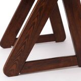 1 of 2 Vintage Italian Chair, 1980s, Dark Beechwood, Burgundy Upholstery