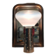 Lampe acier brossé vintage abat jour transparent blanc Italie  1970