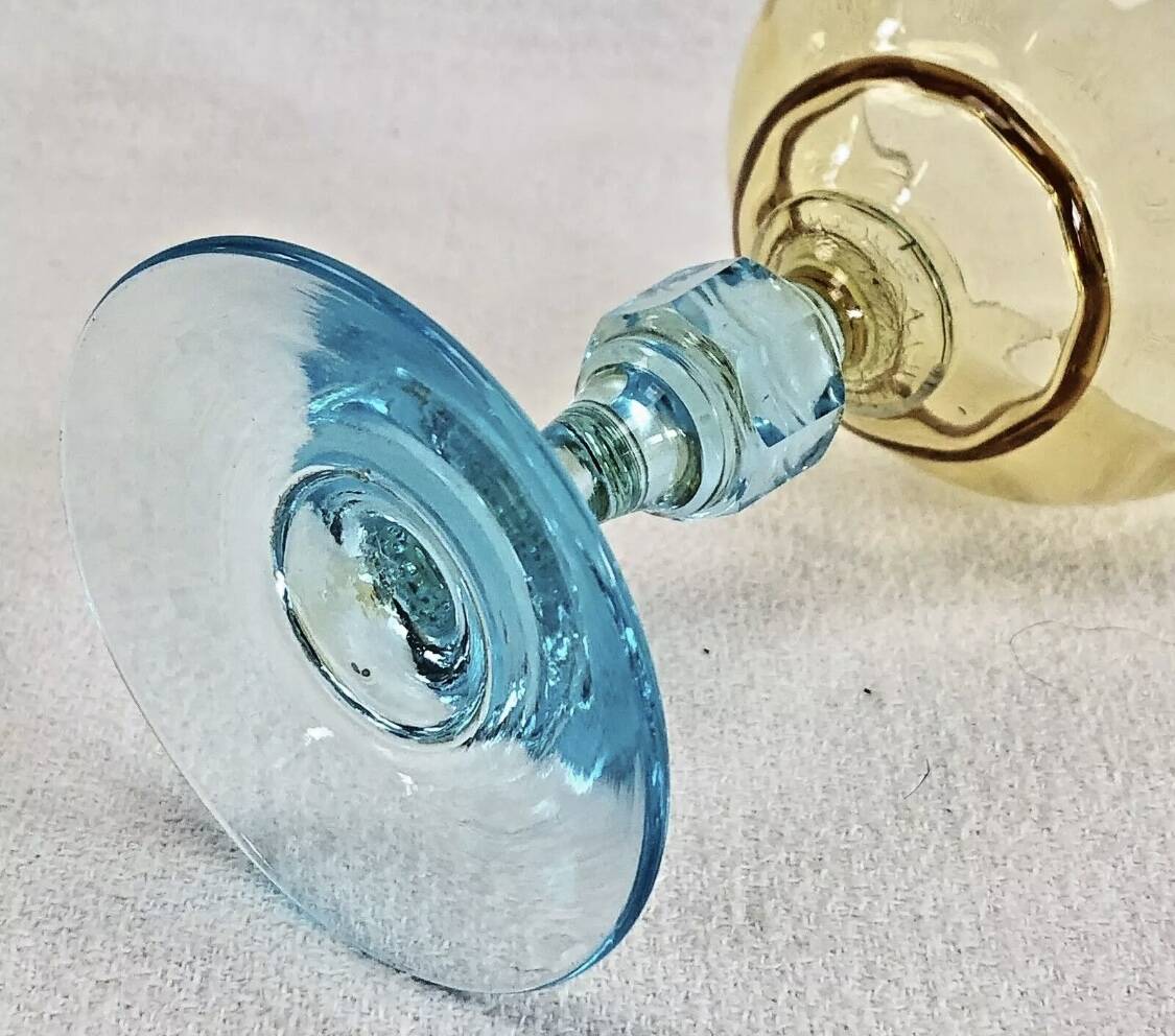 6 anciens verres à vin eau bicolores George Sand