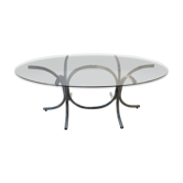 Table plateau verre pieds chromés vintage années 70'