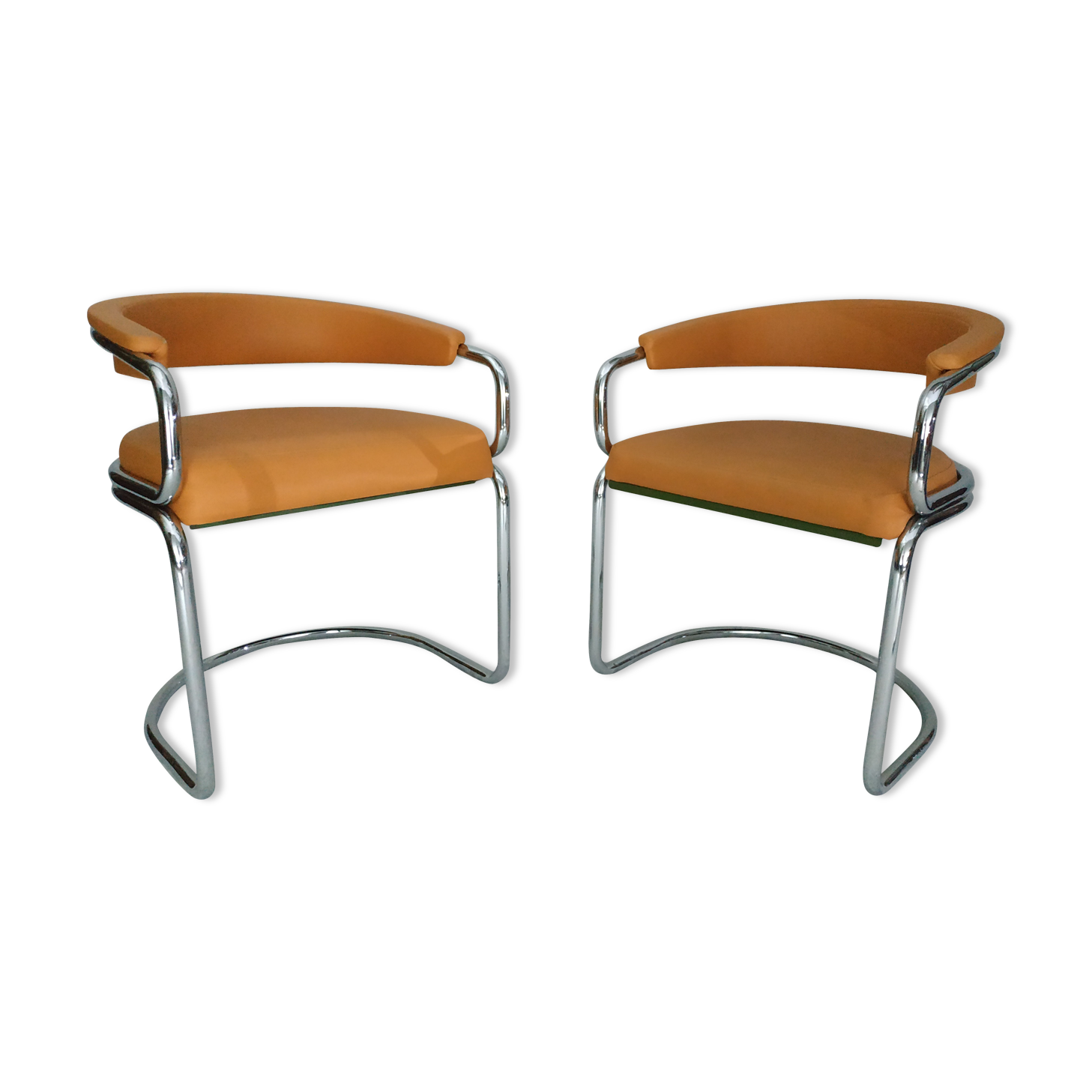 Pair of chairs in chrome tubular 1970