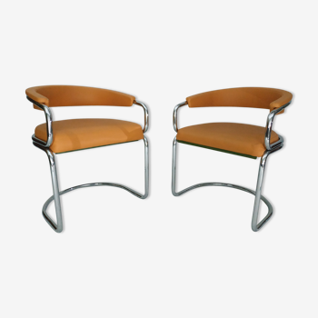 Pair of chairs in chrome tubular 1970
