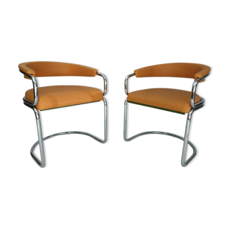 Pair of chairs in chrome tubular 1970