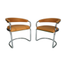 Paire de fauteuils en tubulaire chromé 1970