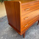 Vintage 1950s small chest of drawers with compass legs.