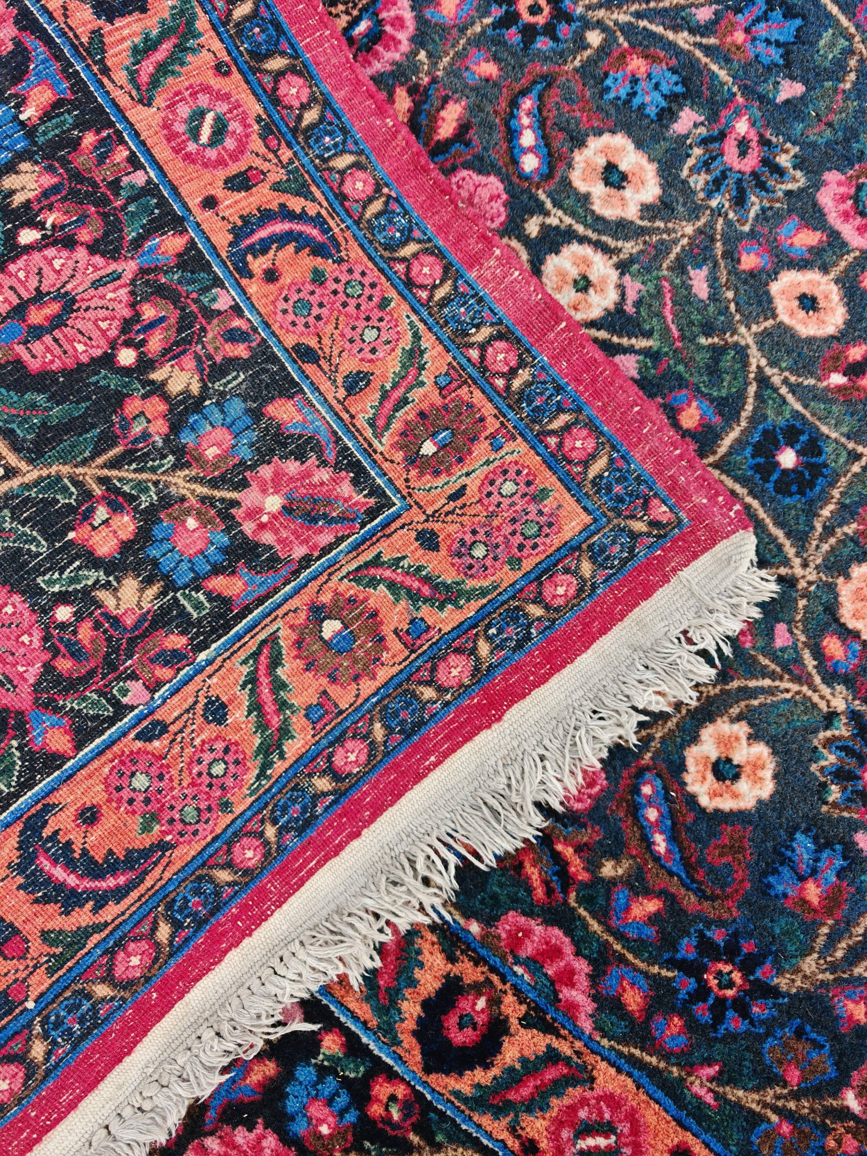 XXL hand-knotted Persian Mashad Moud carpet in wool, 1930s