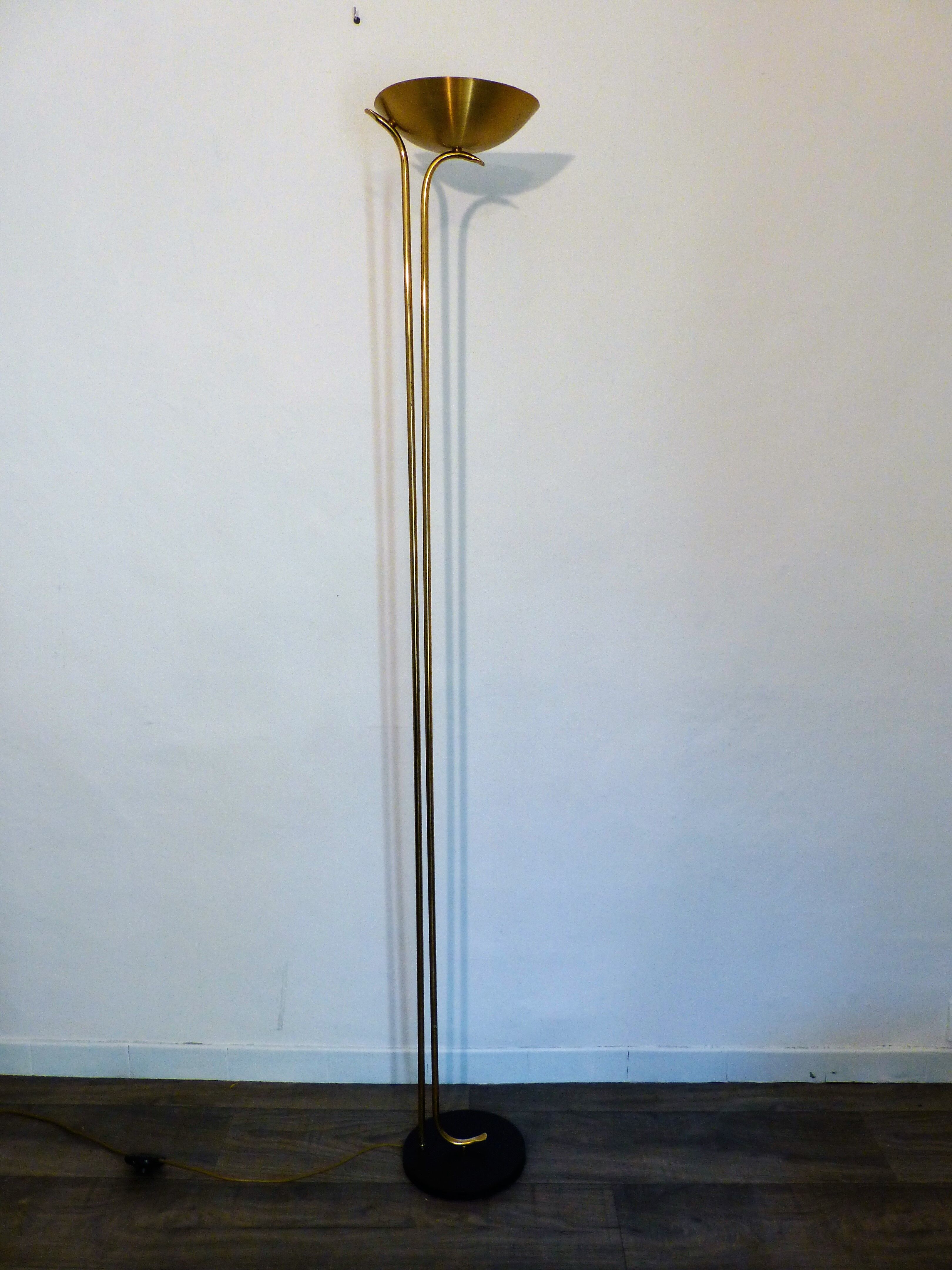 Halogene lampadaire in laiton 1970