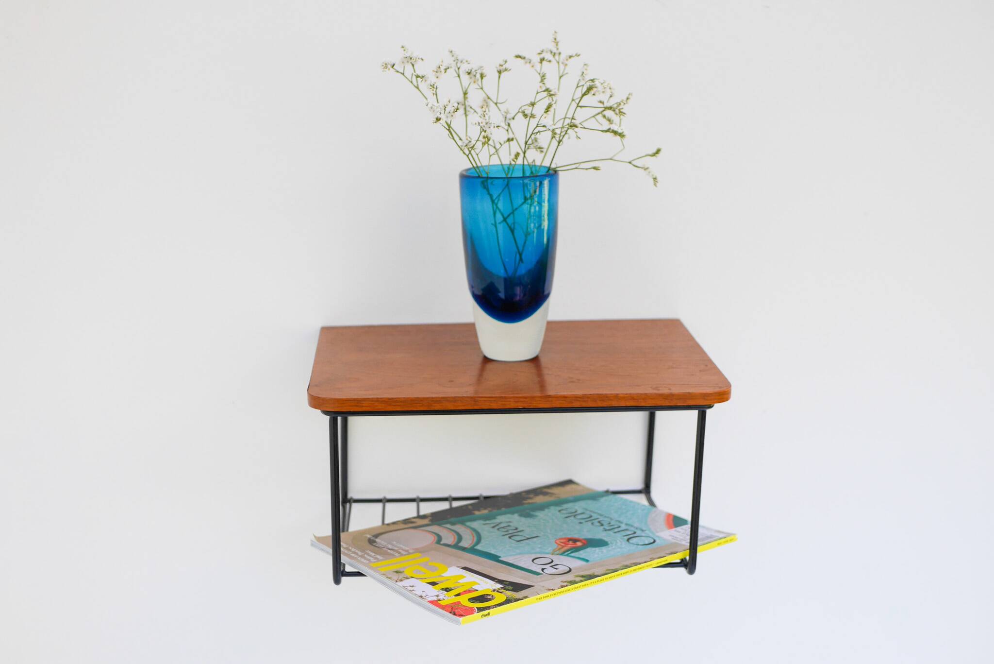 Vintage Floating Wall Shelf, Teak String Rack 60's Design