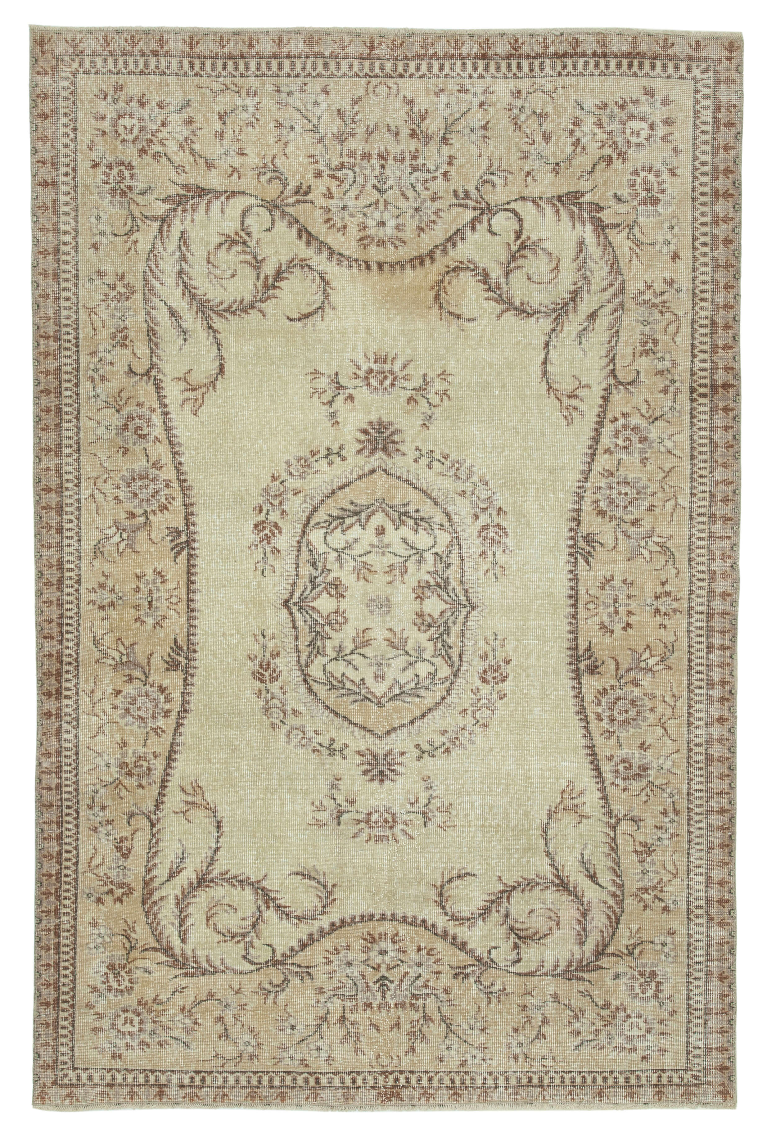 Handwoven decorative anatolian beige carpet 167 cm x 253 cm - 24927