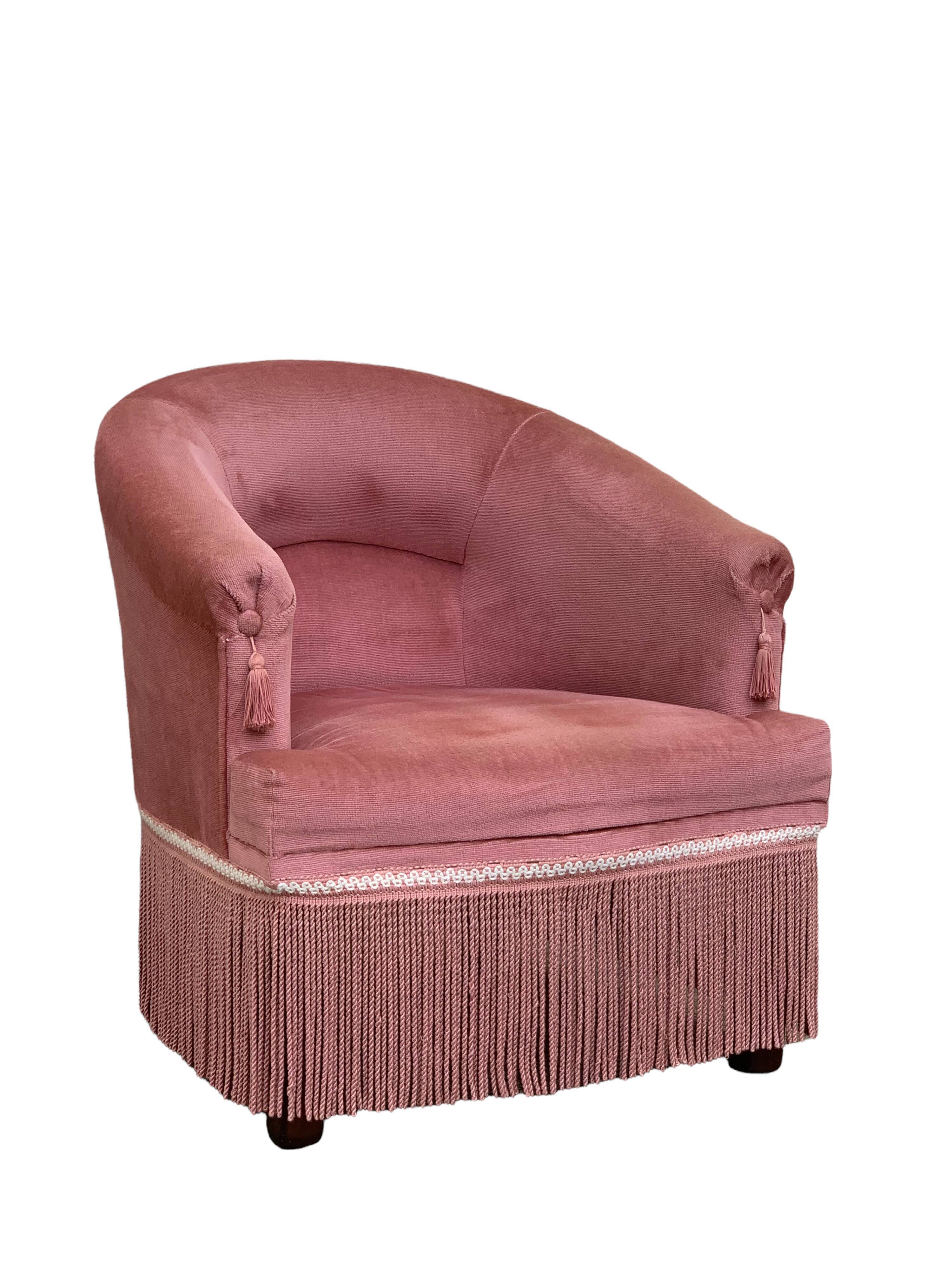 Pink velvet toad armchair 1970