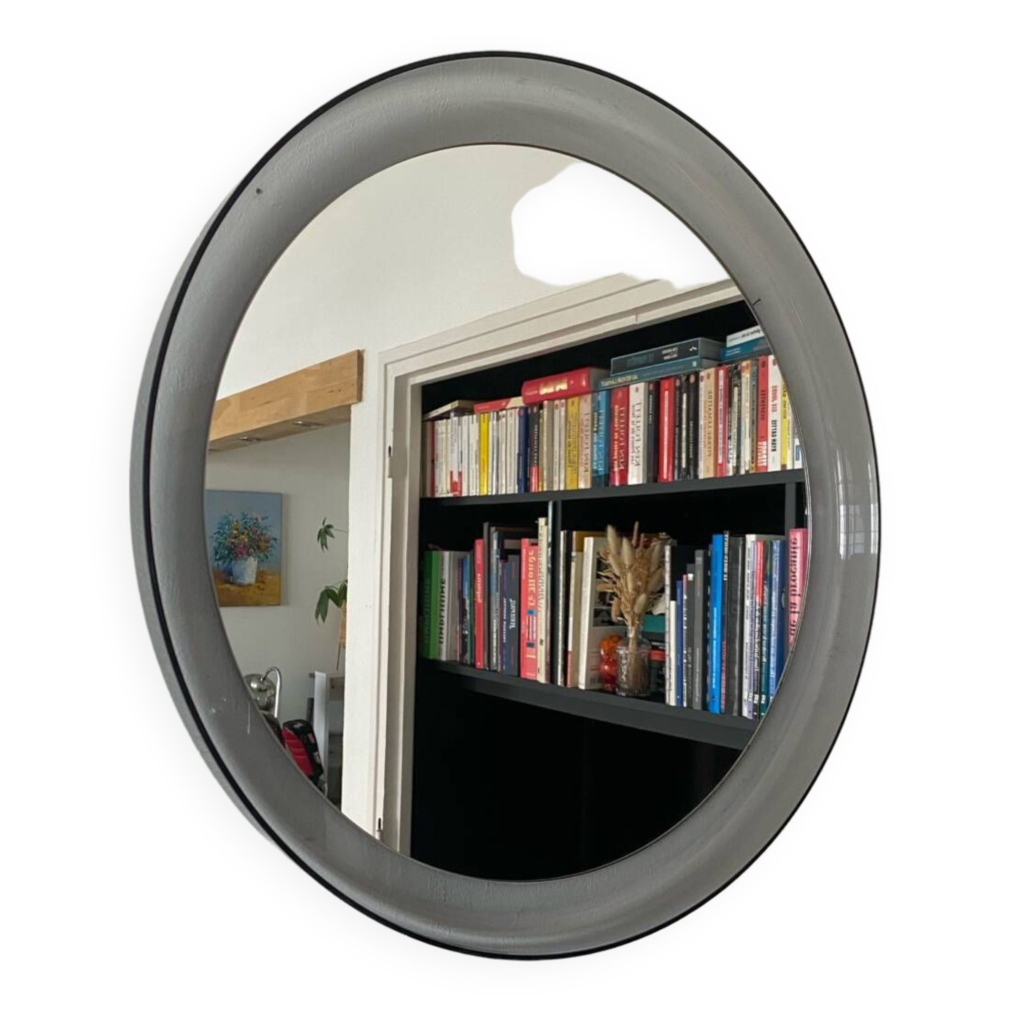 Round bluish plexiglass mirror