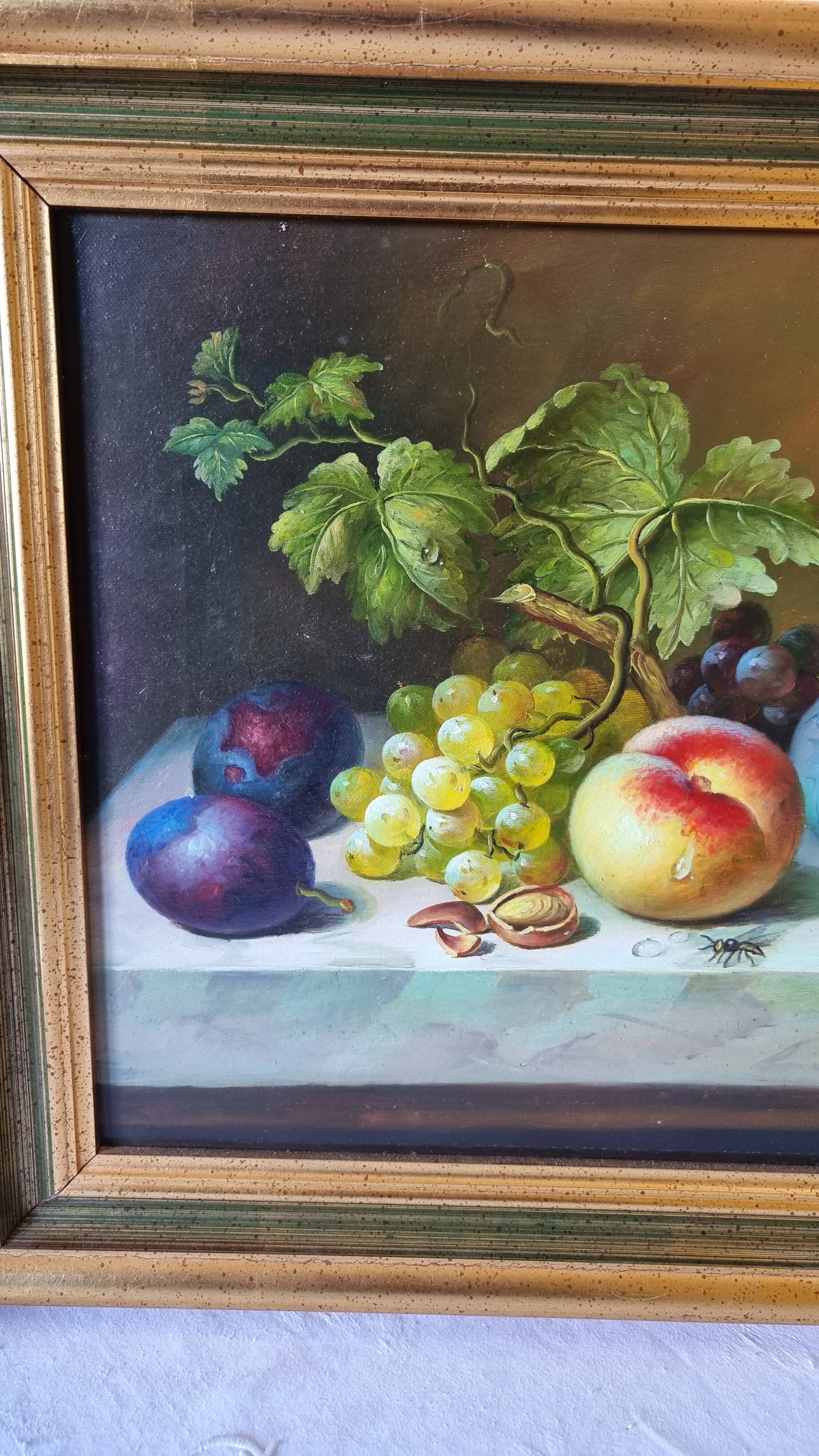 Original oil on canvas signed by Antonio De Giovan, classical still life.
